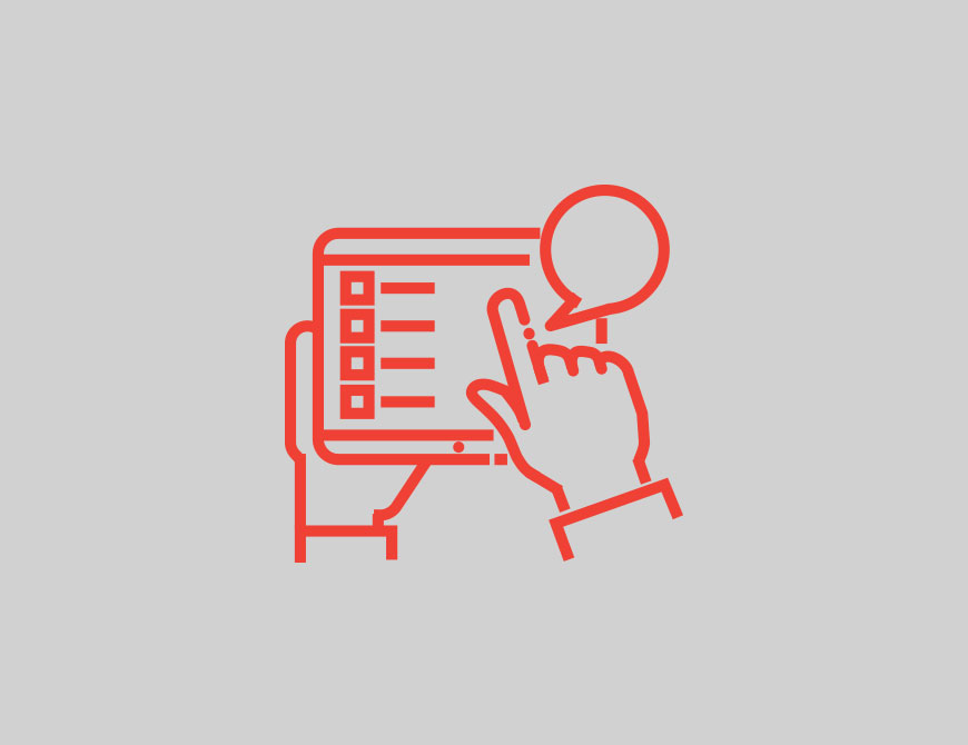tablet and hands icon used to represent merchandising